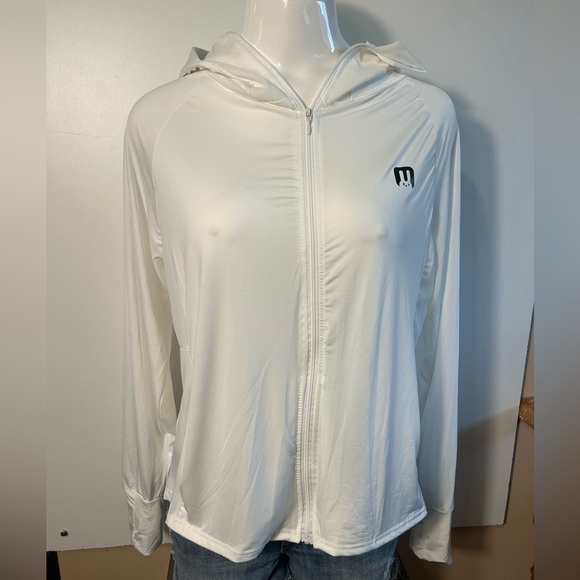 WOMEN RASH GUARD SUN PROTECTION JACKET SUN SHADE HOODIE ZIPPER - Picture 6 of 11